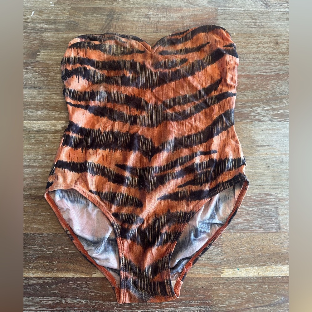 Vintage Christian Dior Tiger Print One Piece Swimsuit Y2K 90s